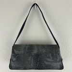 Vintage 90s Y2K Dusty Blue Snakeskin Print Fold Over Flap Rectangle Shoulder Bag Photo 5