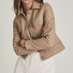 Reiss NWT Piper Leather Jacket in Neutral Size UK14/US10 Photo 0