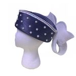 VINTAGE 1980'S GWENN PENNINGTON BLUE RATTAN W/WHITE TULLE & FAUX PEARLS HAT Photo 4