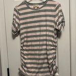 Michael Kors  Shirt Womens Pink & White  Striped Shoulder Zip Top Size M Photo 0