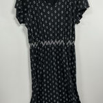 Old Navy Womans  Pullover Fit & Flare Midi Dress Large Black White Short Sleeve Photo 0