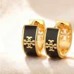 Gold and Black Hoop Earrings Photo 3