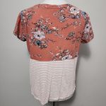Eyeshadow Pink Floral Colorblock Striped Short Sleeve Tee Size Large Photo 6