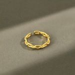 Boutique Unisex Cuban Chain 14k Yellow Gold-Plated Ring Adjustable Band Size Small Photo 12