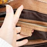 Gucci GG Vintage Signature Leather Bamboo Bar Woven Handles Tote Bag Purse Brown Photo 4