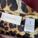 Chico's  Leopard Print Crinkle Upper Button Up‎ Boyfriend Shirt Tan Black Medium 1 Photo 8