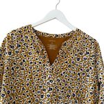 Van Heusen Mustard Floral V-Neck Mixed Media Print 3/4 Sleeves Office SZ M #2331 Photo 1