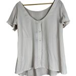 NWT Mom2Mom Maternity Top Womens M Cream Back Button Scoop Minimalist Neutral Size M Photo 4