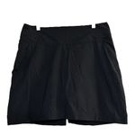 Royal Robbins  Mini Skort Skirt Flat Front Back Slit Zip Pocket Stretch Black 12 Photo 1