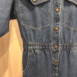 VTG IDEAS Denim Jumpsuit Women Medium Blue Wash Button Front Utility 3/4 Sleeves Photo 4