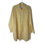Pistola Yellow White Stripe Button Front Layla Shirt Dress Tunic Drawstring M Photo 2