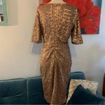Pim + Larkin  Sequin Midi Dress Size Medium Brown Gold Shimmer Party Back Zip Photo 3