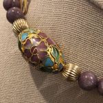 Amethyst Vintage Beads and Gold Floral Cloisonné Enamel Beaded Necklace Photo 2