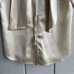 Adam Lippes  Silk Tie Neck Blouse Button Down Short Sleeves Butter Yellow Size S Photo 3