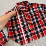 Old Navy Women’s Red Blue Plaid Distressed Grunge Top Sz Sm Photo 2
