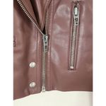BLANK NYC Faux Vegan Leather Crop Moto Jacket In Wine Size Small NEW Photo 8