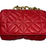 ZARA Red Quilted Shoulder Bag with Gold Chain Photo 1