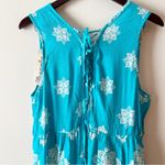Wrangler Blue/White Floral Lace Up Back Tank Top Size Medium NEW Unlined Tunic Photo 6