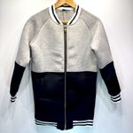 SJ Style Boutique Brand Gray & Black Ringer Trim Zip Front Varsity Jacket Size S Photo 1