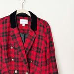 Charter Club [] Red Black Tartan Plaid Double Breasted Blazer Jacket Holiday 10 Photo 7