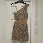 Mac Duggal NWOT |  Nude and Silver hand beaded dress Photo 5
