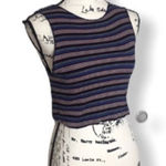 ZARA  Multicolor Ribbed Knit Striped Crop Top Size S Sleeveless Tank Photo 0