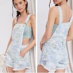 Anthropologie  Pilcro Cut-Off Short Overalls Size 27‎ Denim Watercolor Photo 1