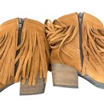 Taos Fringe Ankle Boots Womens 8 8.5 Brown Suede‎ Leather Western BOHO Festival Photo 10
