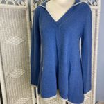 Subtle Luxury Cashmere Hoodie S/M Blue Gray Trim Soft Cozy Lounge Sweater Flawed Size M Photo 6