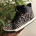 Michael Kors Fulton zebra black white High Top Sneakers Limited Edition-Women 8.5 genuine leather #streetwear #whimsygoth #gothic #retro  Silver-tone buckle detail. Lace-up front. Round toe. Photo 2