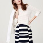 Loft NWT The Tweed Navy & White Stripe Illusion Shift Skirt Size 0 Colorblock Photo 0