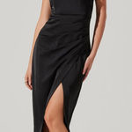 ASTR ‎ Gwyneria Off The Shoulder Evening Dress Midi Pencil Sheath Black Small Photo 0