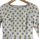 Boden Fit & Flare Dress Womens 2 White Gold Polka Dot Metallic 60s Mod Retro Photo 2