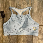 VULL Light Blue Speckle Keyhole Racer Back Sports Bra, size XL NWT Photo 1