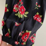 ZARA Cropped Twist-Knot Long-Sleeve Crop Top with Rose Flower Print, Size Medium Photo 5