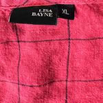 LISA BAYNE Red Grid 100% Linen Pullover Dress Kaftan Size XL Lagenlook Pockets Photo 7