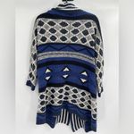 Lucky Brand  Sweater Womens Chunky Aztec Blue Black Boho Cardigan Size Xs/s Photo 2
