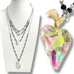 Free People Ariana Ost Wray Necklace NWT Crystal Layered Heart Bohemian Beaded Photo 2