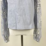 Anthropologie NWOT  DOLAN Lace Puff-Sleeve Top Blue Size L Long sleeve Photo 7