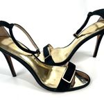 Coach Hampton Black Leather Heels Gold Buckle Detail ankle strap US Size 9.5B Photo 3