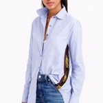 J.Crew Periwinkle Blue Button-Up Shirt with Gold Sequin Stripe Accents Size 6 S Photo 0