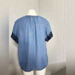 Nanette Lepore  Denim Top with Black Lace Accents Photo 1