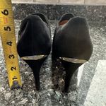 Calvin Klein Black Suede Gold Zip Jitar Leather High Heel Ankle Booties Size 9.5 Photo 6