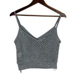 ZARA Metallic Gray Crochet Mesh V Neck Spaghetti Strap Cropped Tank Top S Grey Photo 12