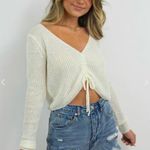 Grey Bandit Cropped Long Sleeve Knit Sweater Photo 0