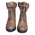 LOVE IMAGE‎ WOMEN'S LACE UP FAUX LEATHER ANKLE BOOTS HEEL BROWN SIZE 8 Photo 3