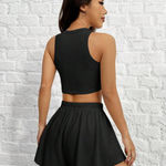 Knitted Crop Top & Short Set Black Size M Photo 2