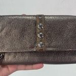 Brighton  Nolita Wallet Silver Metallic Shimmer Trifold Magnetic Coin Pocket Boho Photo 0