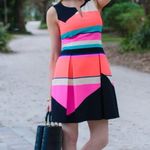 Julie Brown Harlyn Striped Neon Colorblock Fit & Flare Sleeveless Dress Size 8 Photo 1