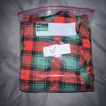 Indero Green Red‎ Buffalo Check Pj Pant Set Zipper Pockets Crop Top Holiday L/XL Red Size L Photo 11